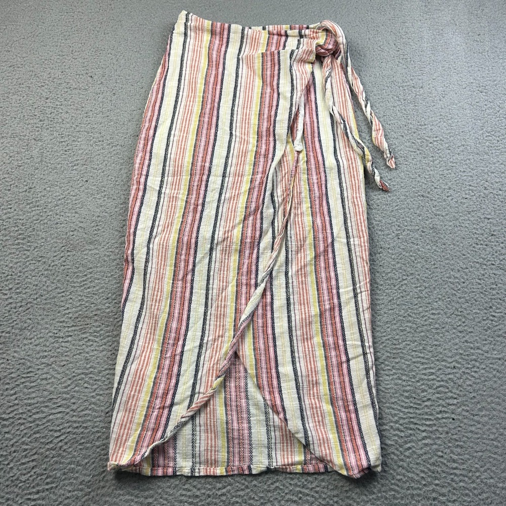 Free People Aubrey Sarong Skirt Midi Length Size 4 Multicolor Stripe